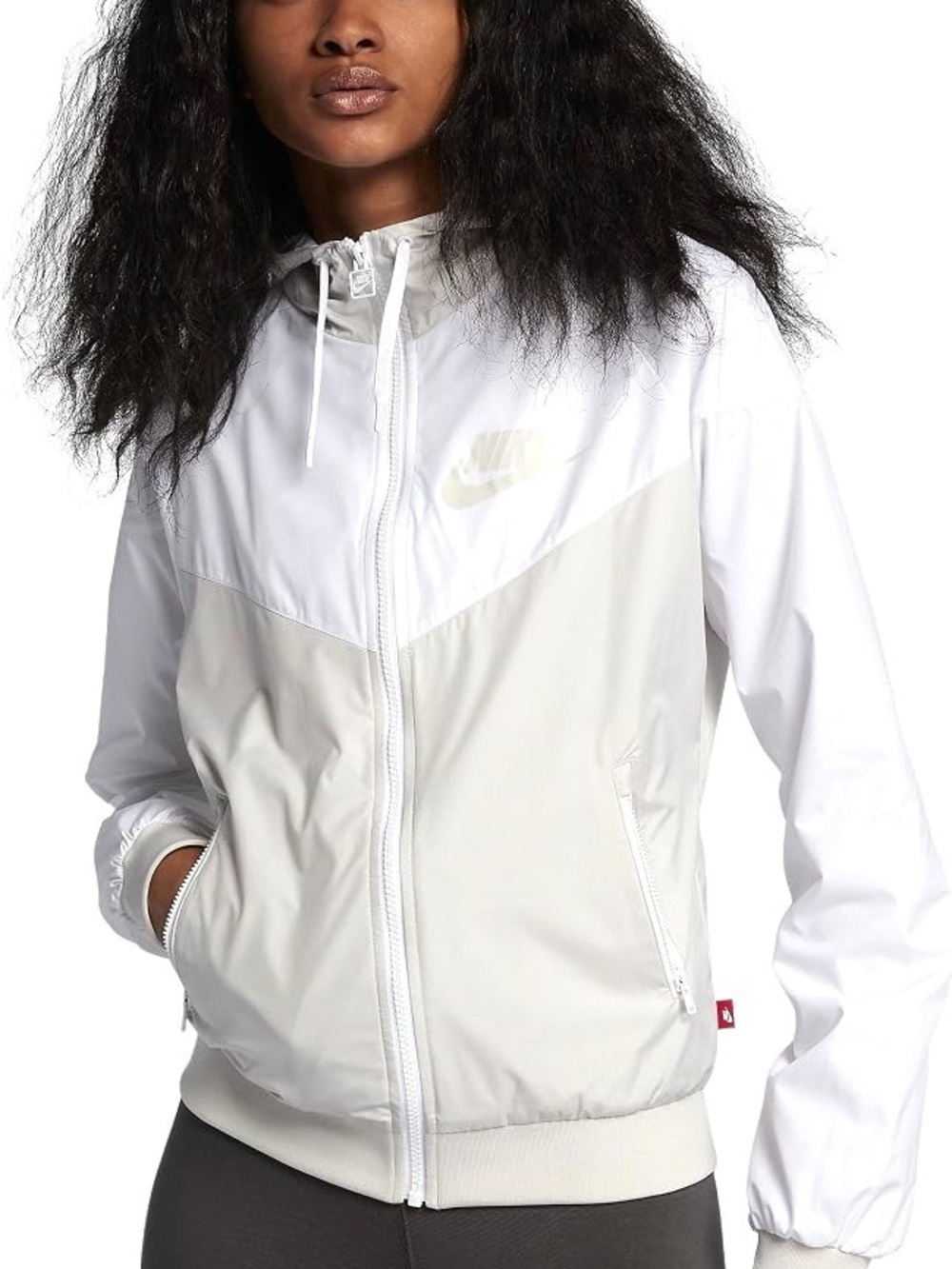 Nike Women's White and Light Gray Colorblock Bomber Jacket